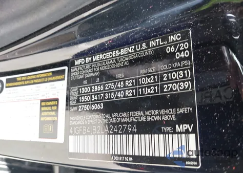 2020 Mercedes-Benz Gle 350 from USA, damaged, VIN 4JGFB4JB2LA242794